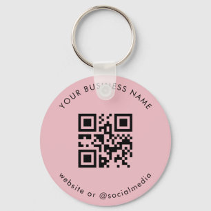 Dusty Pink Add Your Custom Business Qr Code Scan Keychain