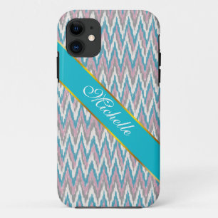 Dusty Pink and Blue iKat iPhone 11 Case
