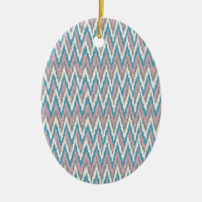 Dusty Pink and Blue  iKat Ceramic Ornament (Front)