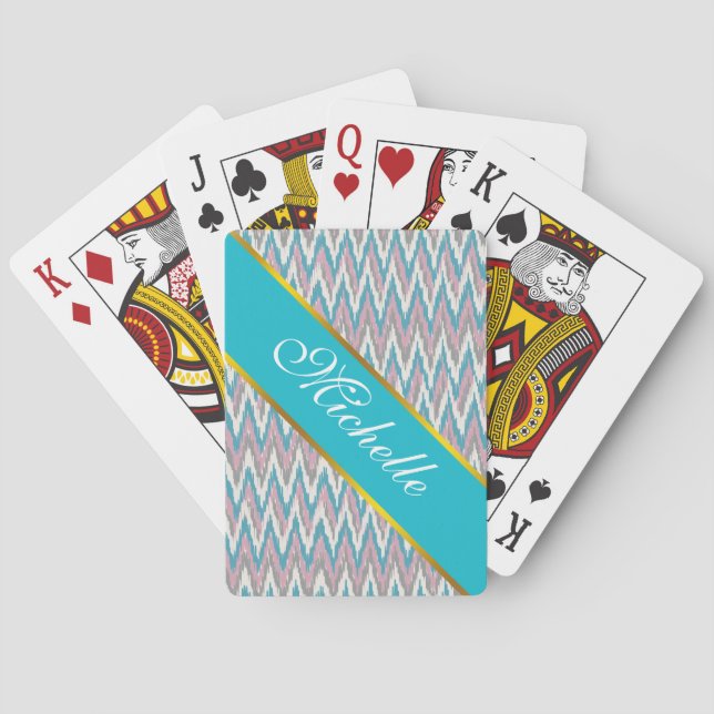 Dusty Pink and Blue  iKat Playing Cards (Back)