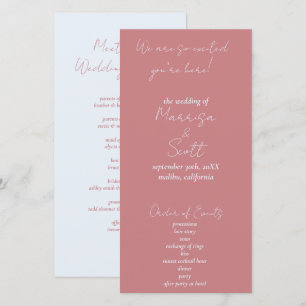 dusty pink and blue wedding programs