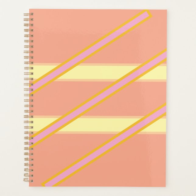 Dusty Pink and Cream Horizontal Stripes  Planner (Front)
