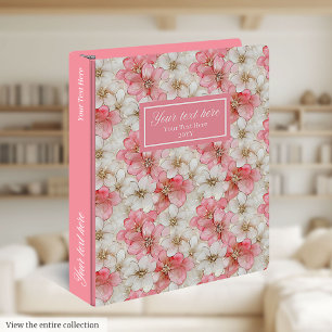 Dusty Pink and Gold Modern Custom Name Ring Binder