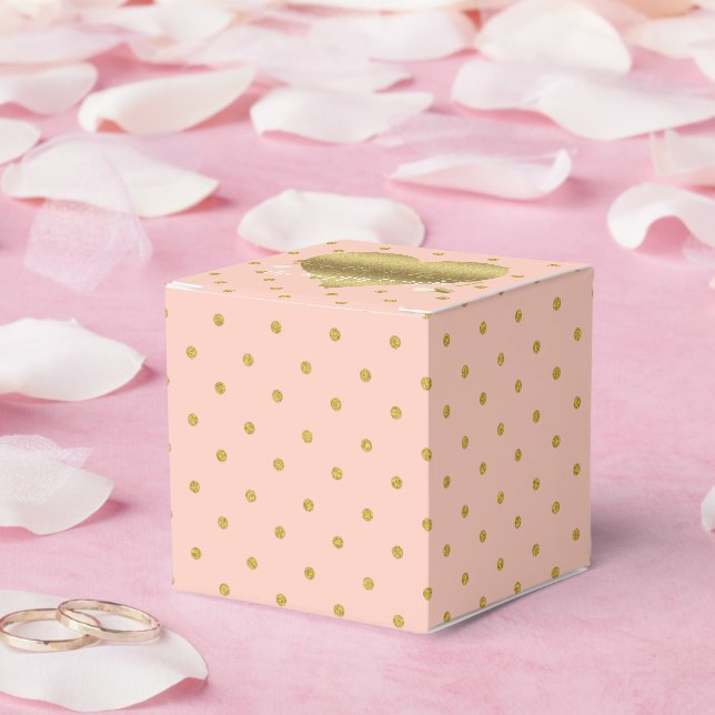 Dusty Pink And Gold Polka Dots Party Favour Boxes (Wedding)