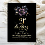 Dusty Pink and Grey Floral 21st Birthday Party Invitation<br><div class="desc">Invite your friends and loved ones to your 21st birthday with this black birthday party invitation featuring a stylish dusty pink and grey floral motif. The customizable text area in this invitation template allows you to effortlessly include all the necessary details for your special birthday celebration, including the date, time,...</div>