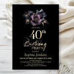 Dusty Pink and Grey Floral 40th Birthday Party Invitation<br><div class="desc">Invite your friends and loved ones to your 40th birthday with this black birthday party invitation featuring a stylish dusty pink and grey floral motif. The customizable text area in this invitation template allows you to effortlessly include all the necessary details for your special birthday celebration, including the date, time,...</div>