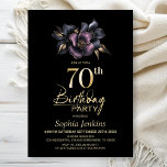 Dusty Pink and Grey Floral 70th Birthday Party Invitation<br><div class="desc">Invite your friends and loved ones to your 70th birthday with this black birthday party invitation featuring a stylish dusty pink and grey floral motif. The customizable text area in this invitation template allows you to effortlessly include all the necessary details for your special birthday celebration, including the date, time,...</div>