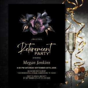 Dusty Pink and Grey Floral Retirement Party Invitation
