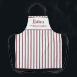 Dusty Pink And White Pinstripe Custom Apron<br><div class="desc">A modern trendy personalized apron that would make a perfect gift for any budding cook, chef or baker. A durable, evergreen pattern of dusty pink vertical pinstripes on a white background covers most of this all over print apron. At the top of the apron is a plain white space with...</div>