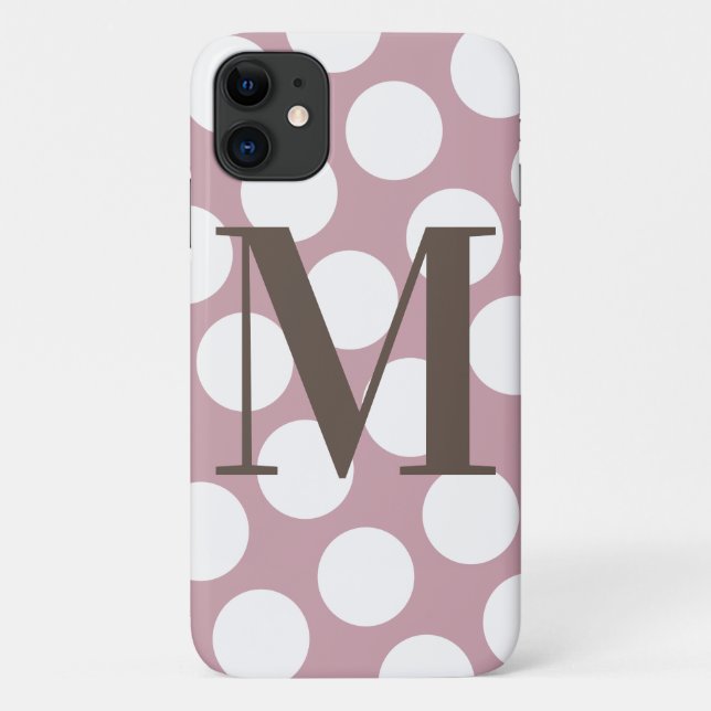 Dusty Pink and White Polka Dot Big Monogram Case-Mate iPhone Case (Back)