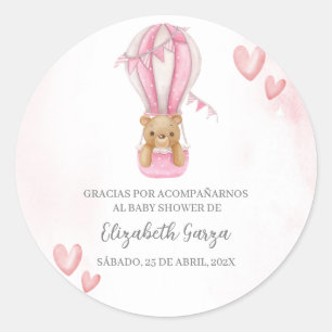 Dusty Pink Baby Shower thank you sticker for girl