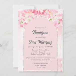 Dusty pink baptism invitation 