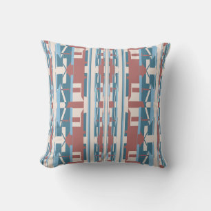 Dusty Pink Blue Beige Southwest Look Large Mosaics Throw Pillow