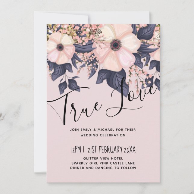 Dusty Pink Blue Floral Wedding Budget (Front)