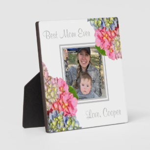 Dusty pink blue yellow green floral Best Mom Ever Plaque