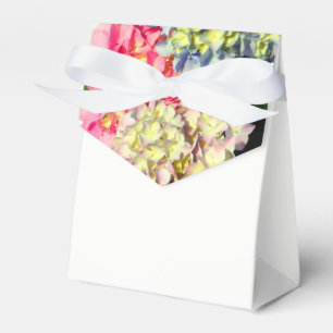 Dusty pink blue yellow green floral hydrangeas  favor box