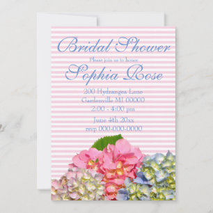 Dusty pink blue yellow green floral hydrangeas  invitation