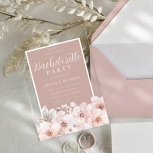 Dusty Pink & Blush Watercolor Bachelorette Party Acrylic Invitations