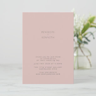 Dusty Pink Blush Wedding Modern Minimalist Simple Invitation