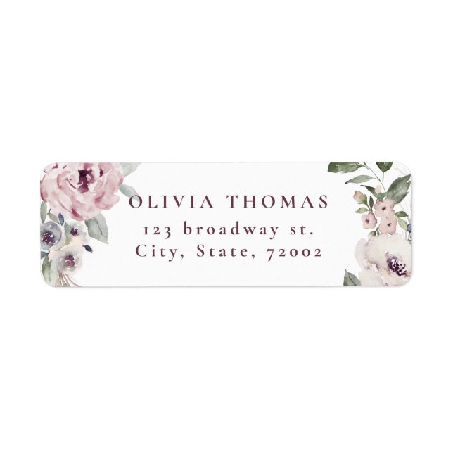 Dusty pink boho floral rustic return address (Front)