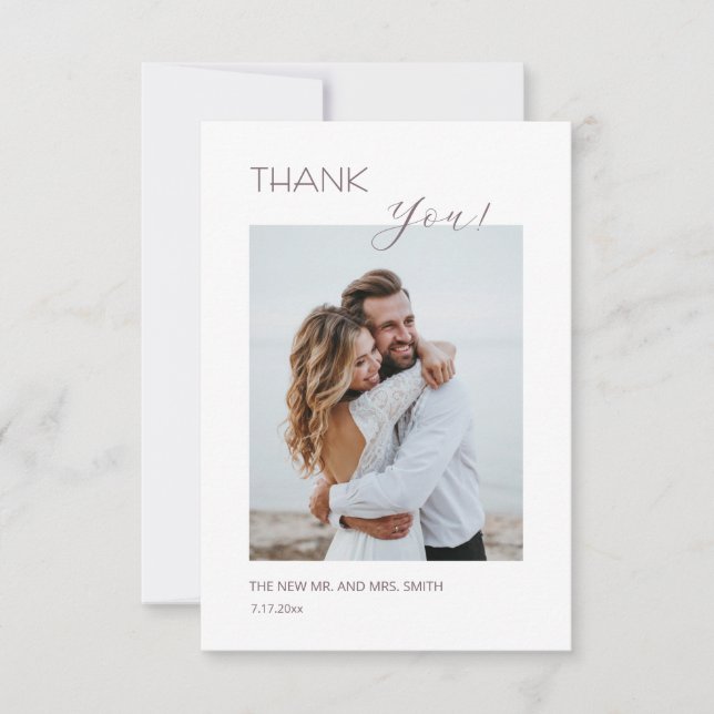 Dusty Pink Boho  Flowers Thank You Card (Front)