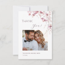 Dusty Pink Boho  Flowers Thank You Card