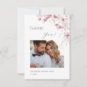 Dusty Pink Boho  Flowers Thank You Card