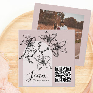 Dusty Pink Boho Photo Online RSVP QR Code Enclosure Card