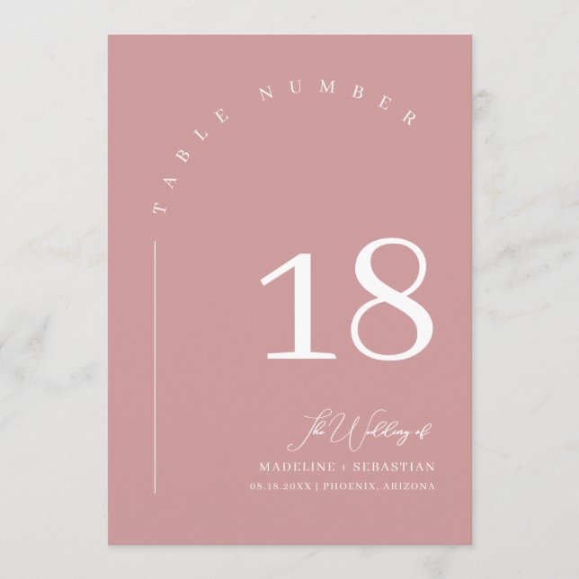 Dusty Pink Boho Wedding Seating Chart Table Number (Front)