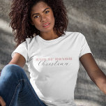 Dusty Pink Bold Script Calligraphy Maid of Honour T-Shirt<br><div class="desc">Celebrate your bachelorette with this elegant,  minimalist t-shirt,  featuring bold dusty pink typography and elegant calligraphy name. Easily add your own details by clicking on the "personalize" option.</div>