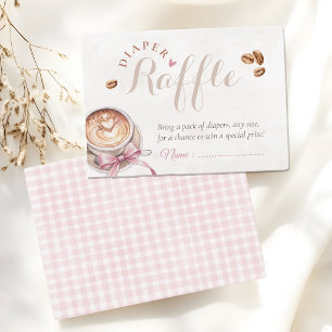 Dusty pink bow coffee baby is brewing baby shower enclosure card