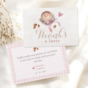 Dusty pink bow coffee  baby shower   thank you card