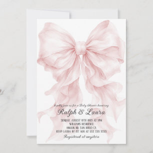 Dusty Pink Bow Luxury Girl Baby Shower Invitation