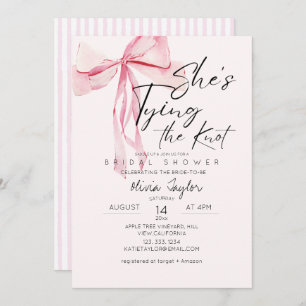 Dusty Pink Bow She's Tying the Knot Bridal Shower  Invitation