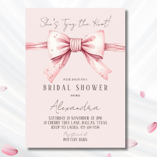 Dusty Pink Bow Shes Tying the Knot Bridal Shower Invitation