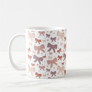 Dusty Pink Bows And Cute Little Hearts Pattern Coffee Mug