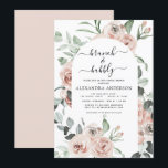 Dusty Pink Brunch & Bubbly Bridal Shower Greenery Invitation<br><div class="desc">Dusty Pink Floral Roses and Eucalyptus Botanical Greenery Watercolor Spring or Summer Wedding Brunch and Bubbly Champagne Bridal Shower Invitations - includes beautiful and elegant script typography with modern tropical botanical flowers and greenery for the special Bride to Be celebration.</div>