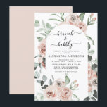 Dusty Pink Brunch & Bubbly Bridal Shower Greenery Invitation<br><div class="desc">Dusty Pink Floral Roses and Eucalyptus Botanical Greenery Watercolor Spring or Summer Wedding Brunch and Bubbly Champagne Bridal Shower Invitations - includes beautiful and elegant script typography with modern tropical botanical flowers and greenery for the special Bride to Be celebration.</div>