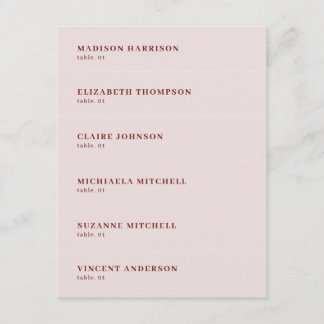 Dusty Pink Burgundy Mariage Place Nom Carte do-it-