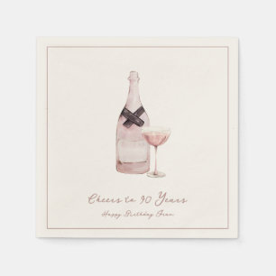 Dusty Pink Champagne Personalized Birthday Napkins