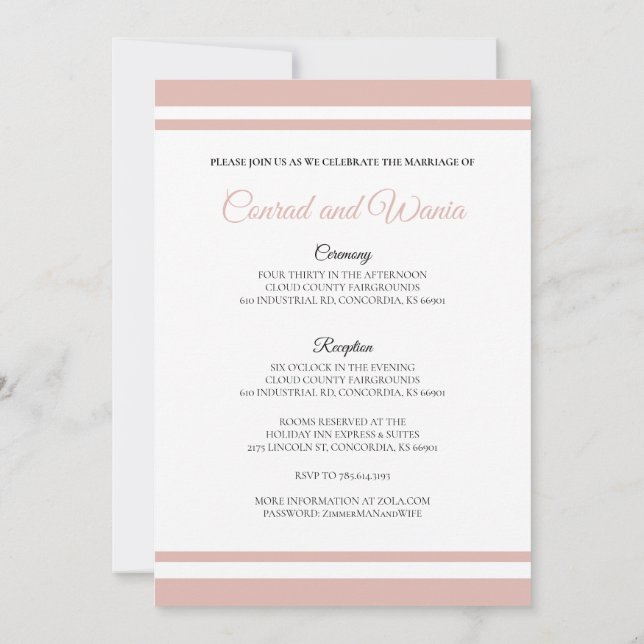 Dusty Pink Champagne Toast Save the Date Invitation (Back)