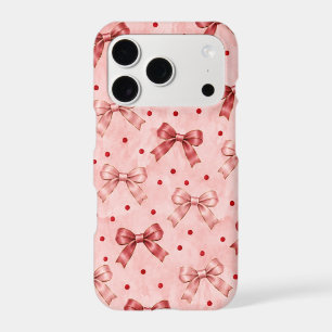 Dusty Pink & Cherry Red Bow Pattern iPhone 17 Pro