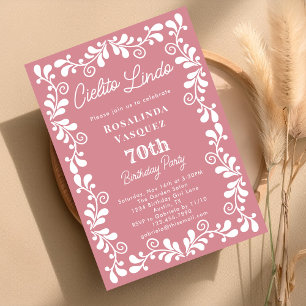 Dusty Pink Cielito Lindo Mexican 70th Birthday Invitation