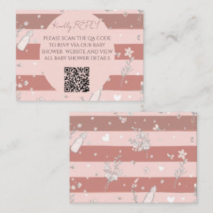 Dusty Pink Circle Frame QR Code Baby Shower RSVP Card