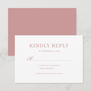 Dusty Pink Classic Calligraphy Script Wedding Rsvp Card