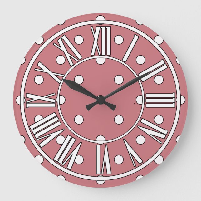 Dusty Pink Clock with White Dots (Front)