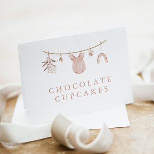 Dusty Pink Clothesline Baby Shower Food Label Card