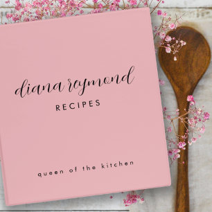Dusty Pink Cookbook Recipe Cooking  Binder