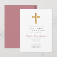 Dusty Pink Cross Religious Boy First Communion