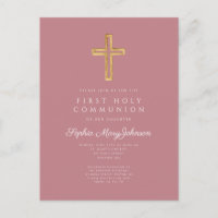 Dusty Pink Cross Religious Girl First Communion